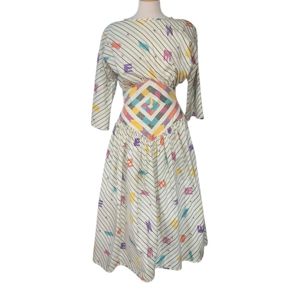 Jan Barboglio Dresses & Skirts - Vintage 80’s Barboglio Cristina and Jan abstract striped multicolor dress sz 8